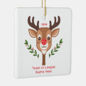 Schattige gepersonaliseerd rendier pickleball Orna Keramisch Ornament (Rechts)