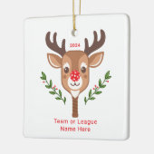 Schattige gepersonaliseerd rendier pickleball Orna Keramisch Ornament (Links)