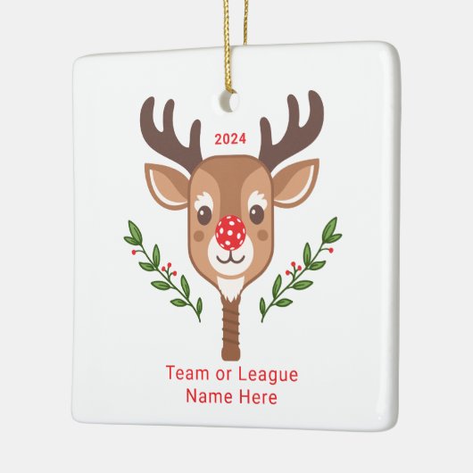Schattige gepersonaliseerd rendier pickleball Orna Keramisch Ornament (Links)