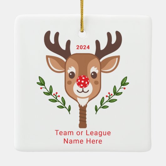 Schattige gepersonaliseerd rendier pickleball Orna Keramisch Ornament (Achterkant)
