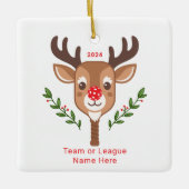 Schattige gepersonaliseerd rendier pickleball Orna Keramisch Ornament (Voorkant)