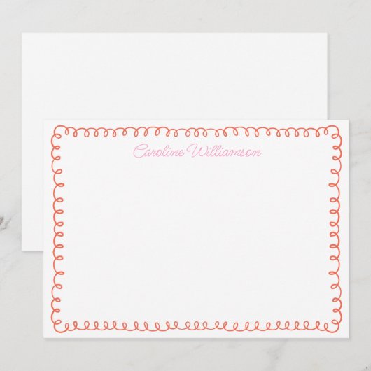 Schattige gepersonaliseerd roze Sinaasappel Squigg Bedankkaart (Voorkant / Achterkant)