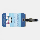 Schattige Gepersonaliseerd Schattige Paar Pinguïn  Bagagelabel (Achterkant horizontaal)