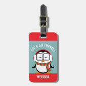 Schattige gepersonaliseerd Schattige pinguïn Bagag Bagagelabel (Voorkant verticaal)