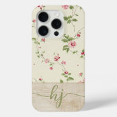 Schattige gepersonaliseerd Shabby Chic bloemenmono Case-Mate iPhone Case (Achterkant)