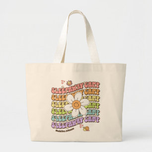 Schattige gepersonaliseerd slaapkamp grote tote bag