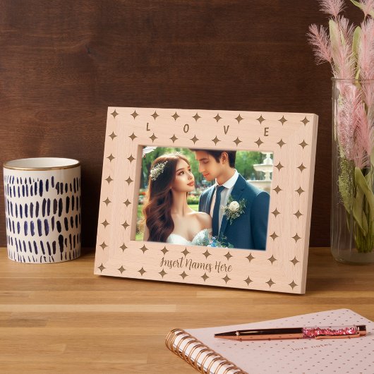 Schattige gepersonaliseerd vierpuntssterpatroon gegraveerde lijstjes