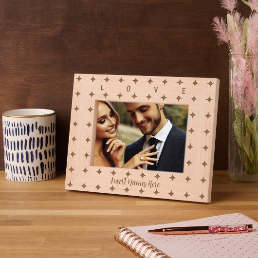 Schattige gepersonaliseerd vierpuntssterpatroon gegraveerde lijstjes