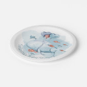 Schattige gepersonaliseerd walvis Baby shower Papieren Bordje (Gekanteld)