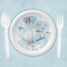 Schattige gepersonaliseerd walvis Baby shower