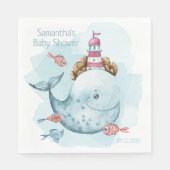Schattige gepersonaliseerd walvis Baby shower Servet (Voorkant)