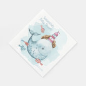 Schattige gepersonaliseerd walvis Baby shower Servet (Hoek)