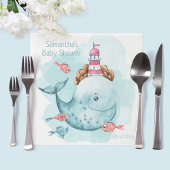 Schattige gepersonaliseerd walvis Baby shower Servet