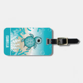 Schattige gepersonaliseerd Zee Turtle Bagagelabel (Voorkant horizontaal)
