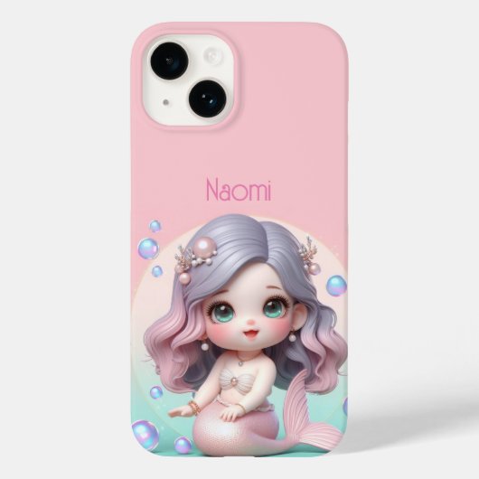 Schattige gepersonaliseerd zeemeermin telefoonhoes Case-Mate iPhone case (Achterkant)