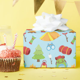 Schattige gepersonaliseerd zomerkamppatroon cadeaupapier