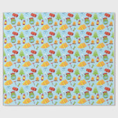 Schattige gepersonaliseerd zomerkamppatroon cadeaupapier (Vlak)