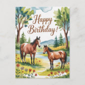 Schattige gepersonaliseerde aquarel paard verjaard briefkaart (Voorkant)