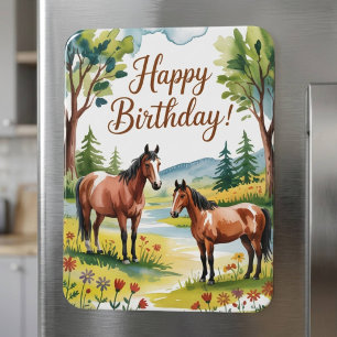 Schattige gepersonaliseerde aquarel paard verjaard magneet