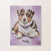 Schattige Gepersonaliseerde Australian Shepherd Legpuzzel (Verticaal)