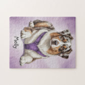 Schattige Gepersonaliseerde Australian Shepherd Legpuzzel (Horizontaal)