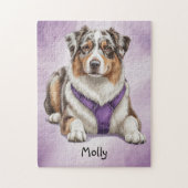 Schattige Gepersonaliseerde Australian Shepherd Legpuzzel (Verticaal)