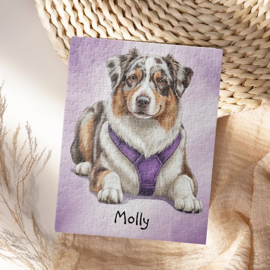 Schattige Gepersonaliseerde Australian Shepherd Legpuzzel