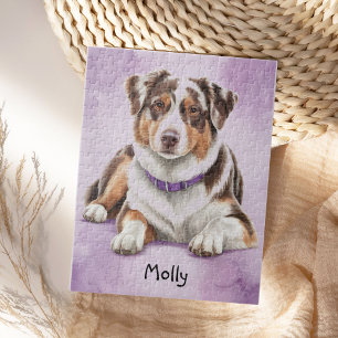 Schattige Gepersonaliseerde Australian Shepherd Legpuzzel