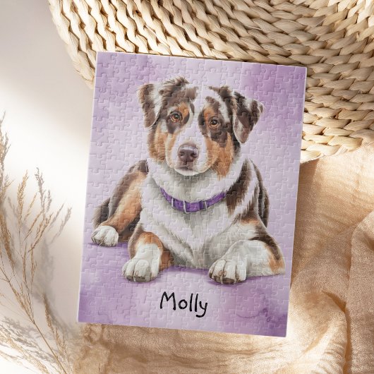 Schattige Gepersonaliseerde Australian Shepherd Legpuzzel