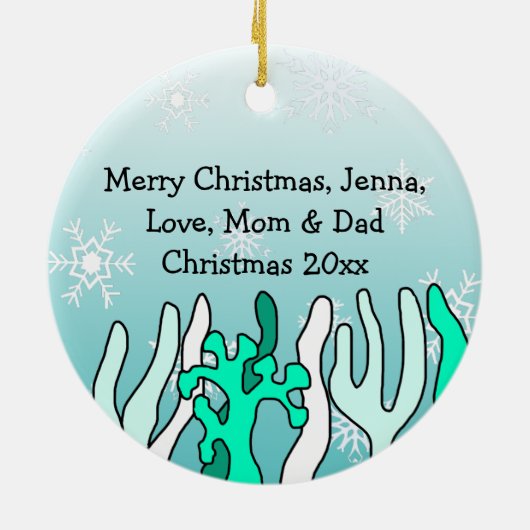 Schattige gepersonaliseerde Baby Keramisch Ornament (Achterkant)