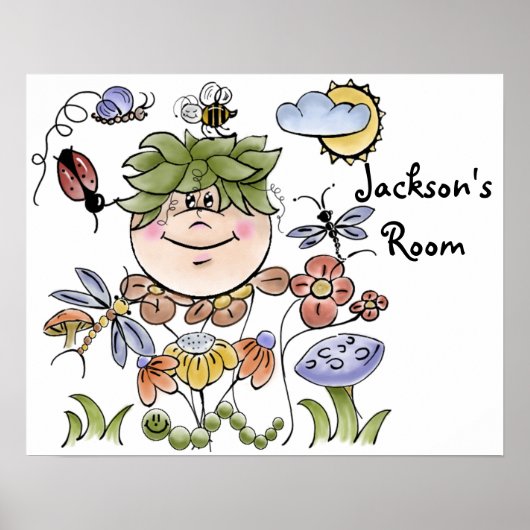 Schattige gepersonaliseerde bloementuin fee poster (Voorkant)