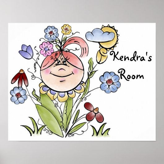 Schattige gepersonaliseerde bloementuinfee poster (Voorkant)