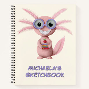 Schattige gepersonaliseerde cartoon axolotl notitieboek