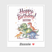 Schattige gepersonaliseerde dinosaurus gefelicitee sticker (Vel)