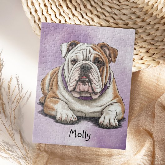 Schattige gepersonaliseerde Engelse Bulldog Legpuzzel