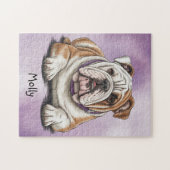 Schattige gepersonaliseerde Engelse Bulldog Legpuzzel (Horizontaal)