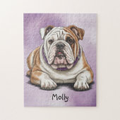 Schattige gepersonaliseerde Engelse Bulldog Legpuzzel (Verticaal)