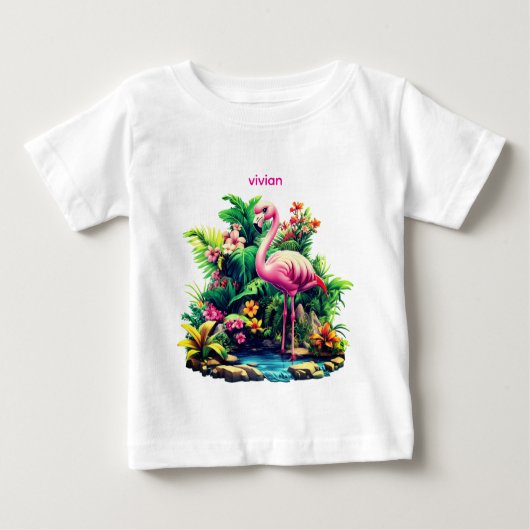 Schattige gepersonaliseerde flamingo baby  (Voorkant)