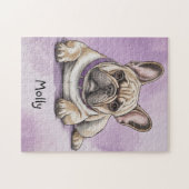 Schattige gepersonaliseerde Franse Bulldog Legpuzzel (Horizontaal)