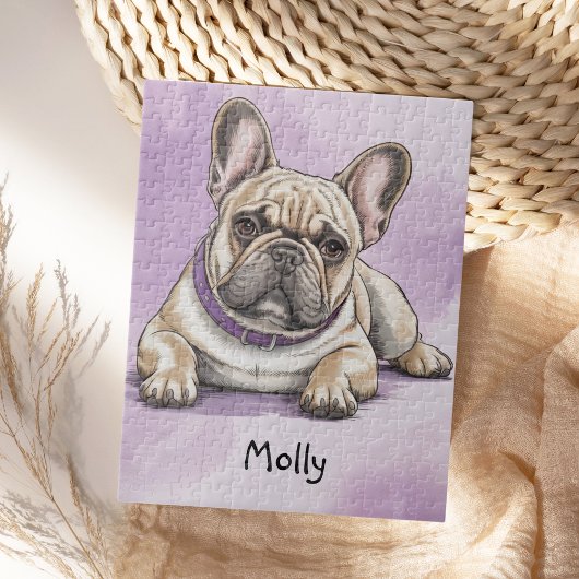Schattige gepersonaliseerde Franse Bulldog Legpuzzel