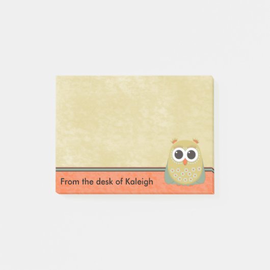Schattige gepersonaliseerde gele groene en oranje post-it® notes (Voorkant)