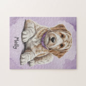 Schattige gepersonaliseerde Goldendoodle Legpuzzel (Horizontaal)
