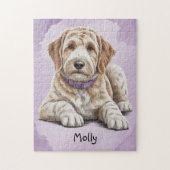 Schattige gepersonaliseerde Goldendoodle Legpuzzel (Verticaal)