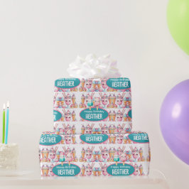 Schattige gepersonaliseerde ijslolly zomer verjaar cadeaupapier