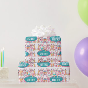 Schattige gepersonaliseerde ijslolly zomer verjaar cadeaupapier