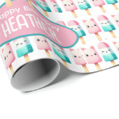 Schattige gepersonaliseerde ijslolly zomer verjaar cadeaupapier (Rol Hoek)