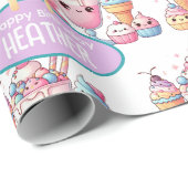 Schattige gepersonaliseerde ijslolly zomer verjaar cadeaupapier (Rol Hoek)