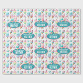 Schattige gepersonaliseerde ijslolly zomer verjaar cadeaupapier (Vlak)