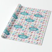 Schattige gepersonaliseerde ijslolly zomer verjaar cadeaupapier (Uitgerold)