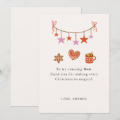 Schattige gepersonaliseerde kerstkaart voor moeder (Voorkant / Achterkant)